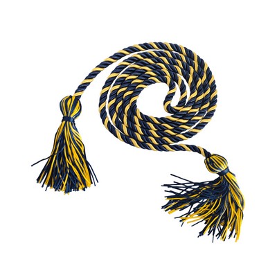 Professional Navy Blue & Gold Intertwined Graduation Honor Cord - 67"